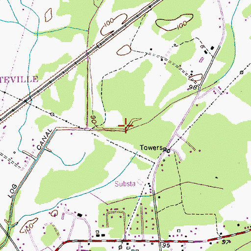 Topographic Map of Gum Log Canal, NC
