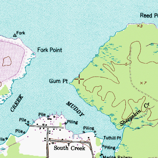 Topographic Map of Gum Point, NC
