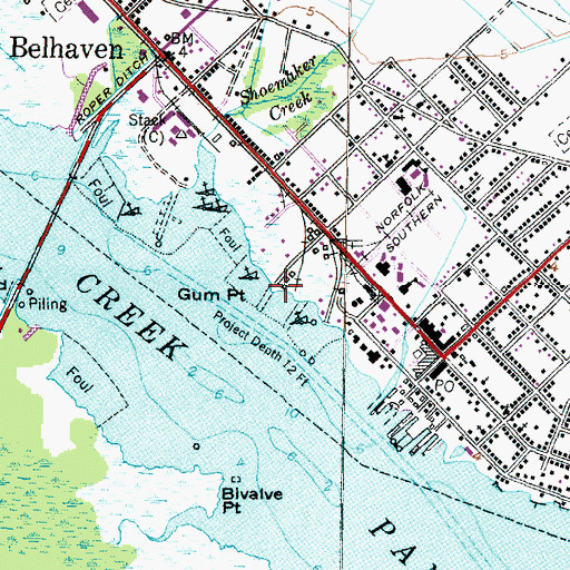 Topographic Map of Gum Point, NC