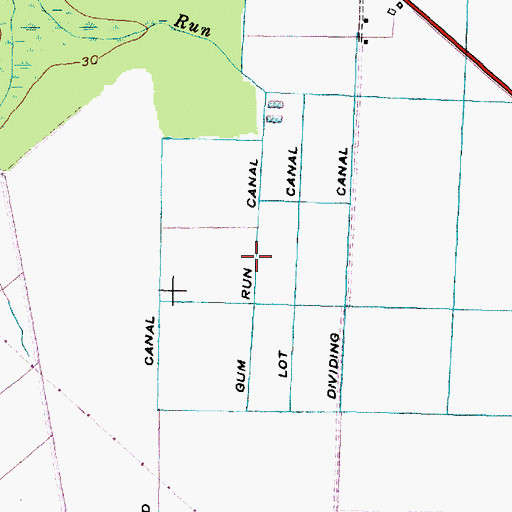 Topographic Map of Gum Run Canal, NC