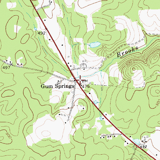 Topographic Map of Gum Springs, NC