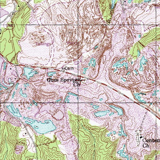 Topographic Map of Gum Springs Church, NC