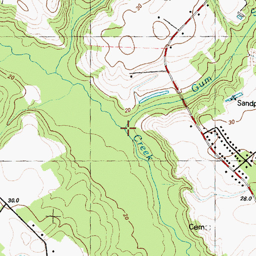 Topographic Map of Gum Swamp Creek, NC