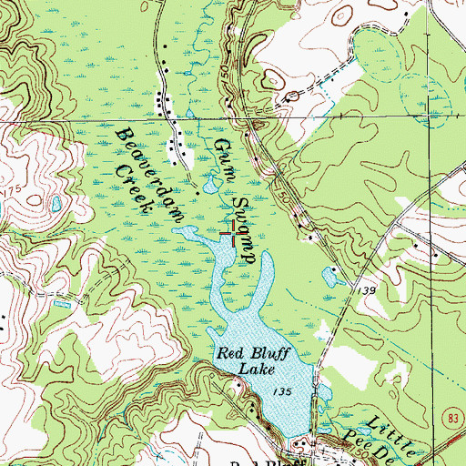 Topographic Map of Gum Swamp Creek, SC
