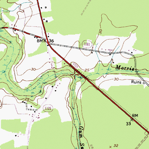 Topographic Map of Gum Swamp Run, NC