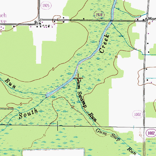 Topographic Map of Gum Swamp Run, NC