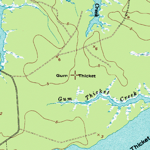 Topographic Map of Gum Thicket, NC