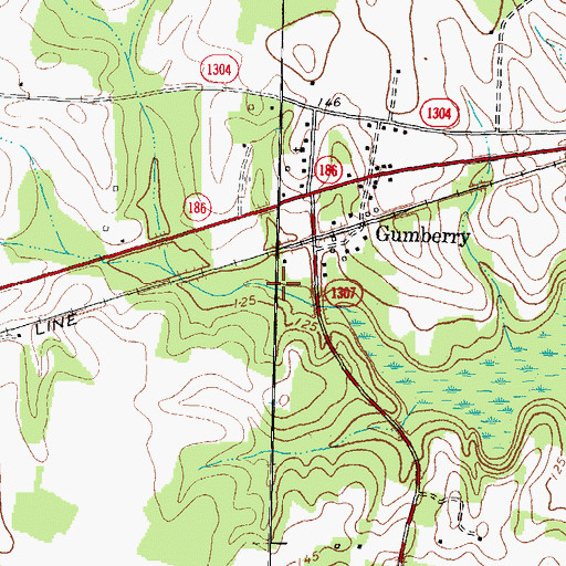 Topographic Map of Gumberry Swamp, NC