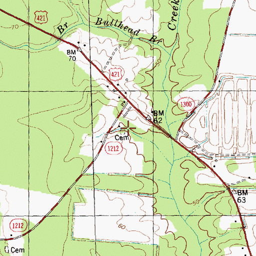 Topographic Map of Gurganus Cemetery, NC