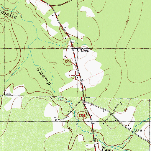 Topographic Map of Gurganus Church, NC