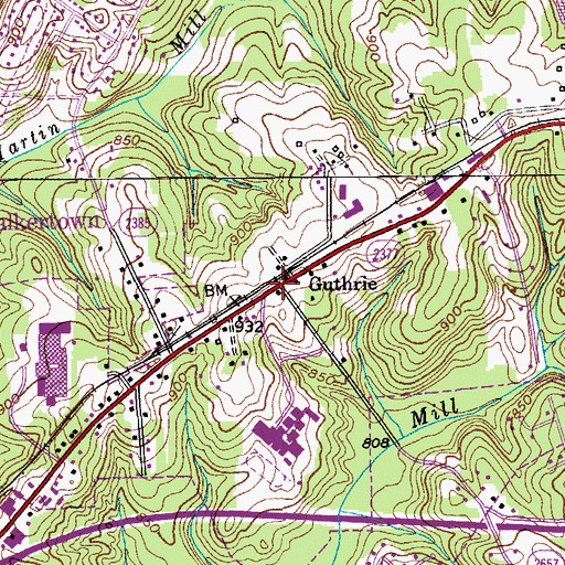 Topographic Map of Guthrie, NC