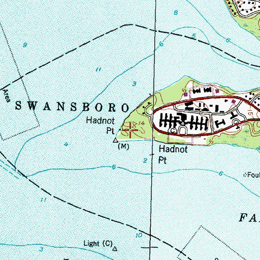 Topographic Map of Hadnot Point, NC
