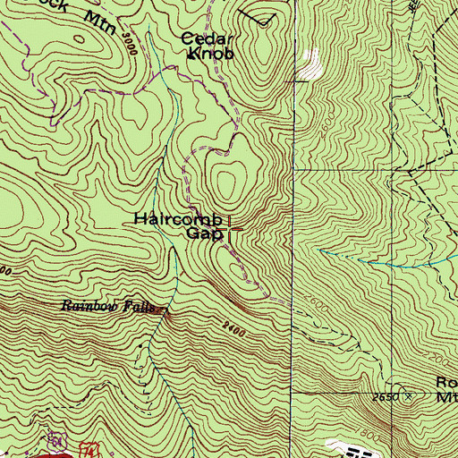 Topographic Map of Haircomb Gap, NC