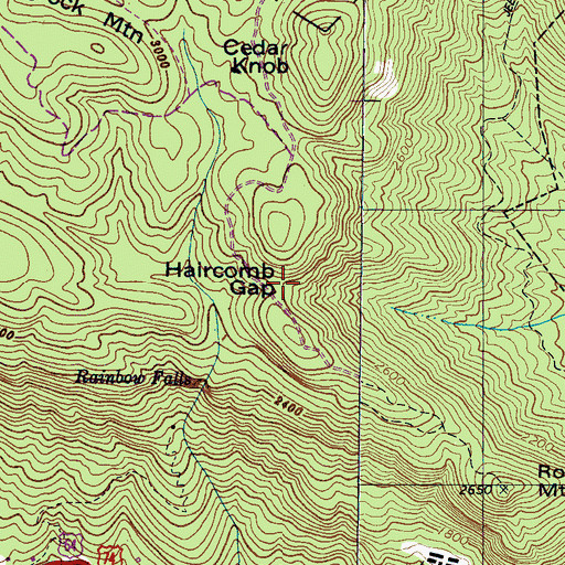 Topographic Map of Haircomb Gap, NC