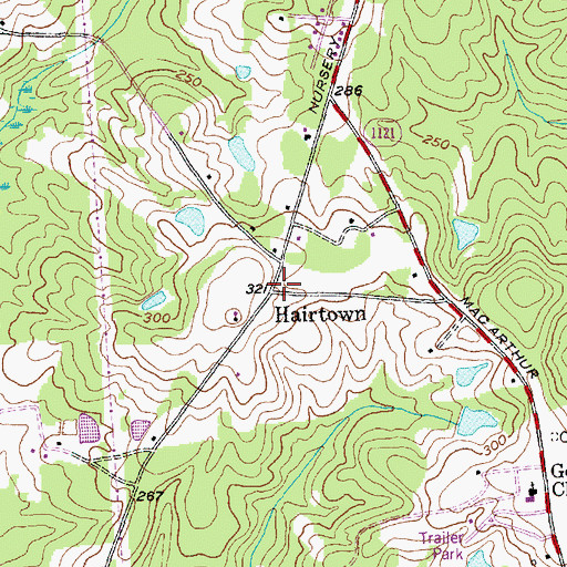 Topographic Map of Hairtown, NC