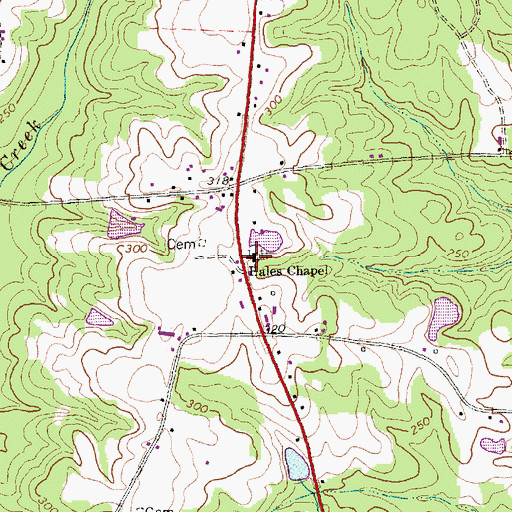 Topographic Map of Hales Chapel, NC