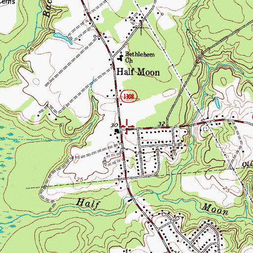 Topographic Map of Half Moon, NC