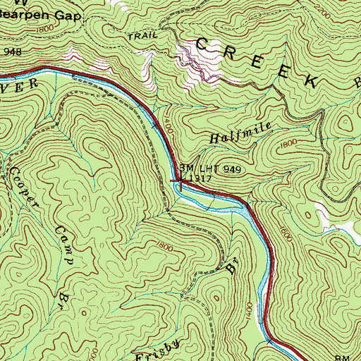 Topographic Map of Halfmile Branch, NC