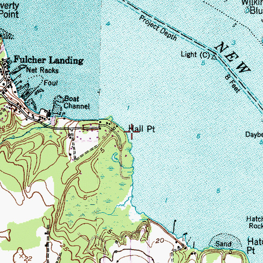 Topographic Map of Hall Point, NC