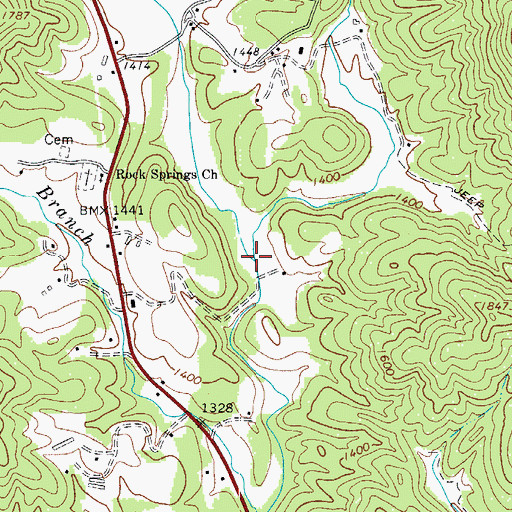 Topographic Map of Halls Creek, NC