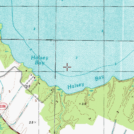 Topographic Map of Halsey Bay, NC