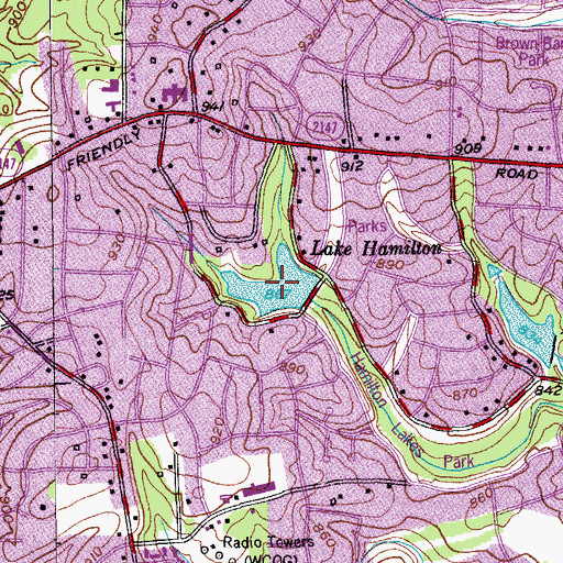 Topographic Map of Lake Hamilton, NC