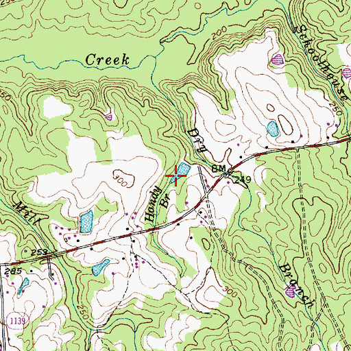 Topographic Map of Handy Branch, NC