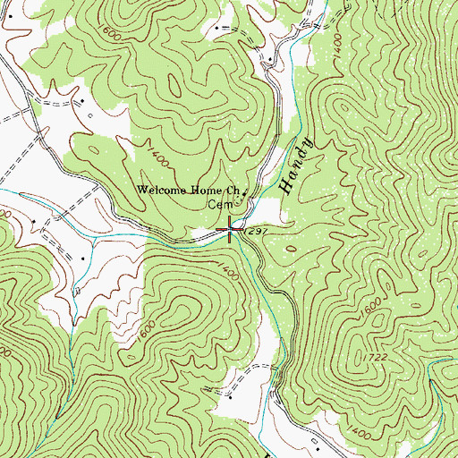 Topographic Map of Handy Branch, NC
