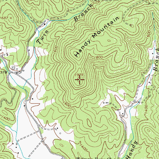 Topographic Map of Handy Mountain, NC