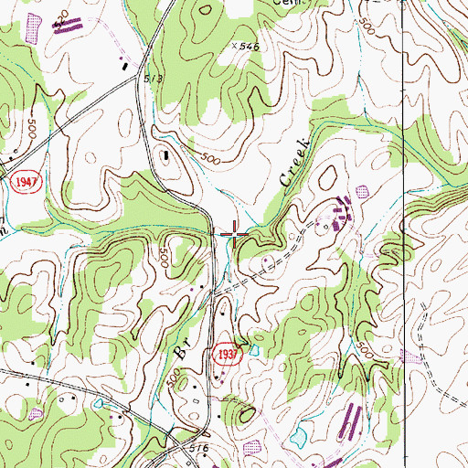 Topographic Map of Haney Branch, NC