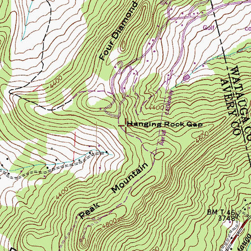 Topographic Map of Hanging Rock Gap, NC