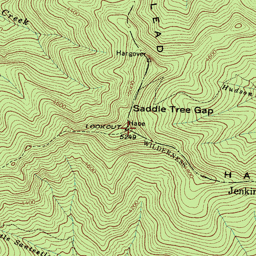 Topographic Map of Hangover Lead, NC