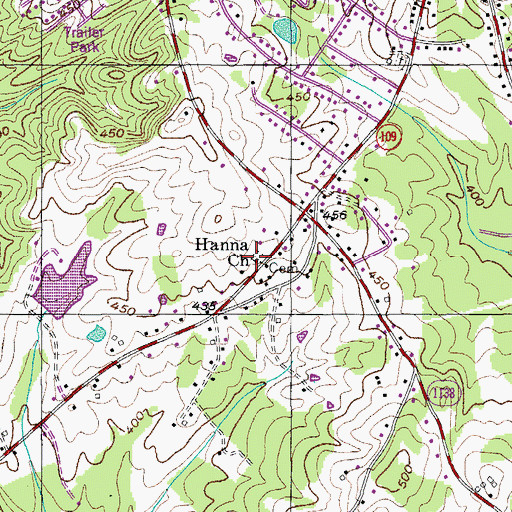 Topographic Map of Hanna Church, NC