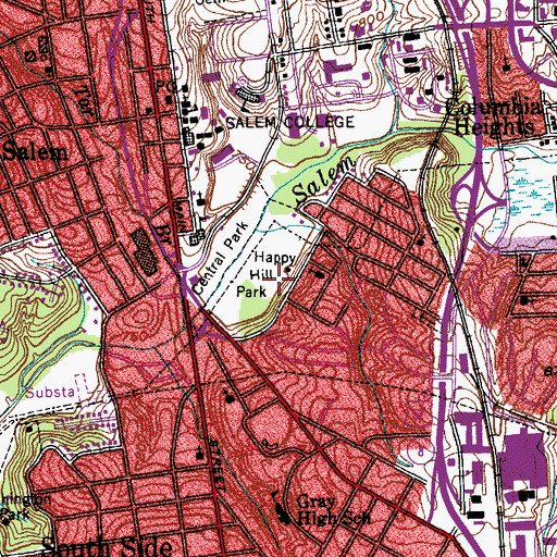 Topographic Map of Happy Hill Park, NC