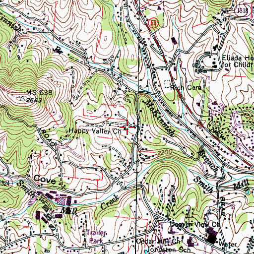 Topographic Map of Happy Valley Church, NC