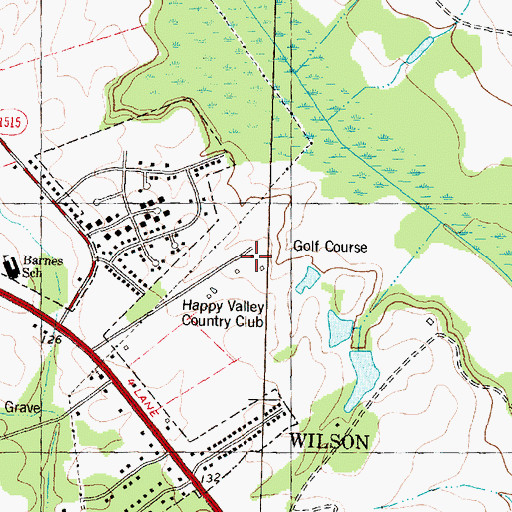 Topographic Map of Happy Valley Country Club, NC
