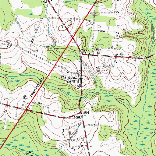 Topographic Map of Hardee Cemetery, NC
