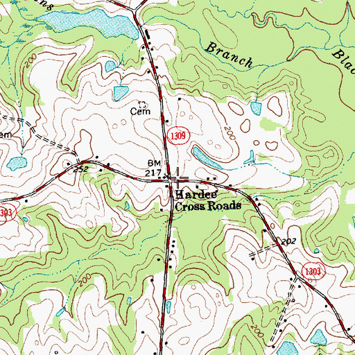 Topographic Map of Hardee Cross Roads, NC