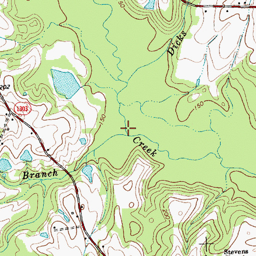 Topographic Map of Hardee Mill Branch, NC