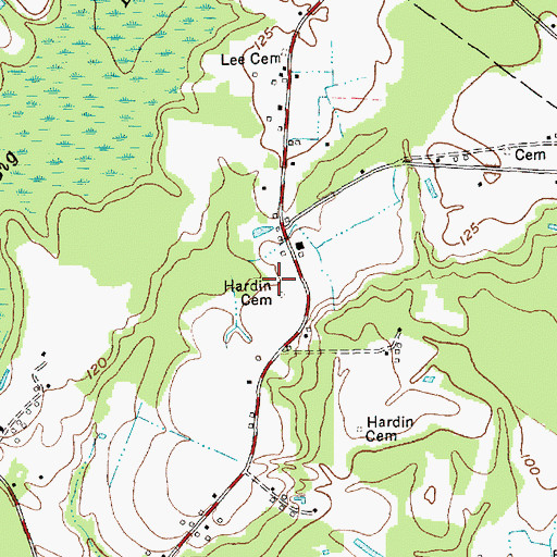 Topographic Map of Hardin Cemetery, NC