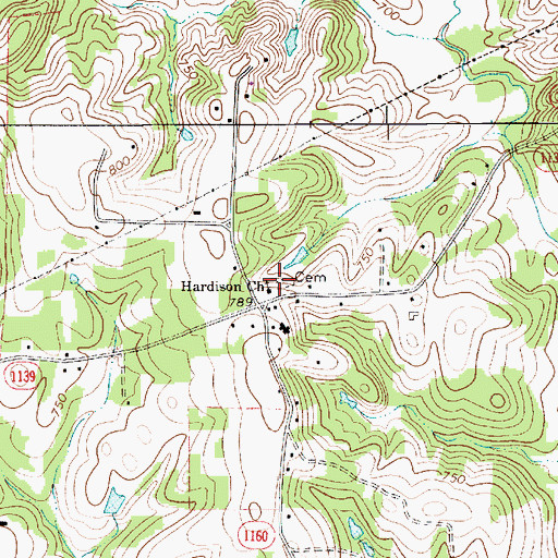 Topographic Map of Hardison Church, NC
