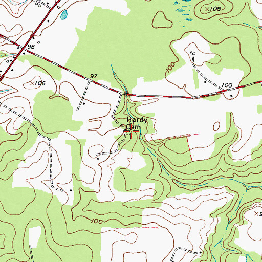 Topographic Map of Hardy Cemetery, NC