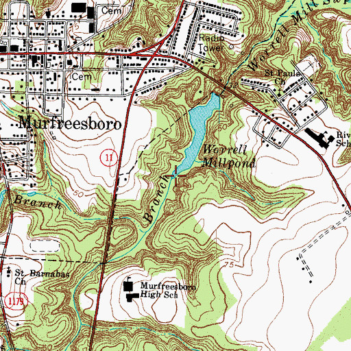 Topographic Map of Hares Branch, NC