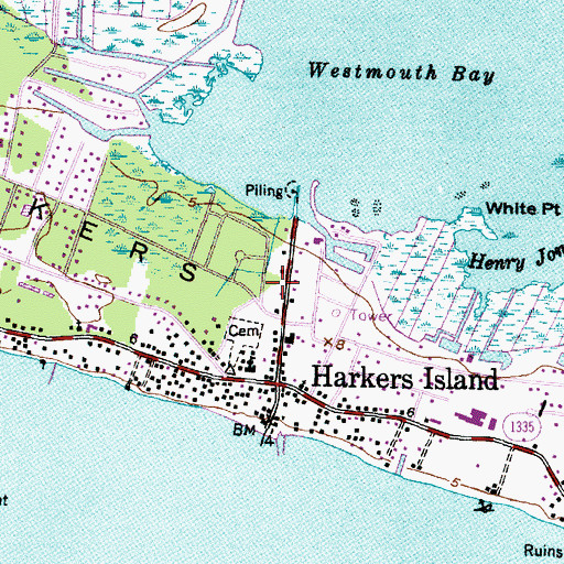 Topographic Map of Harkers Island, NC