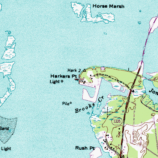 Topographic Map of Harkers Point, NC