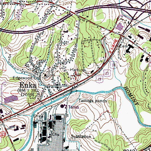 Topographic Map of Harkins Cemetery, NC