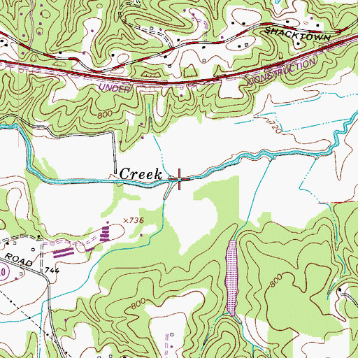 Topographic Map of Harmon Creek, NC