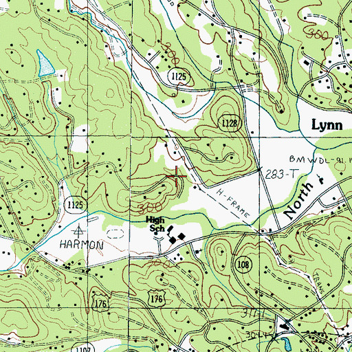 Topographic Map of Harmon Field, NC