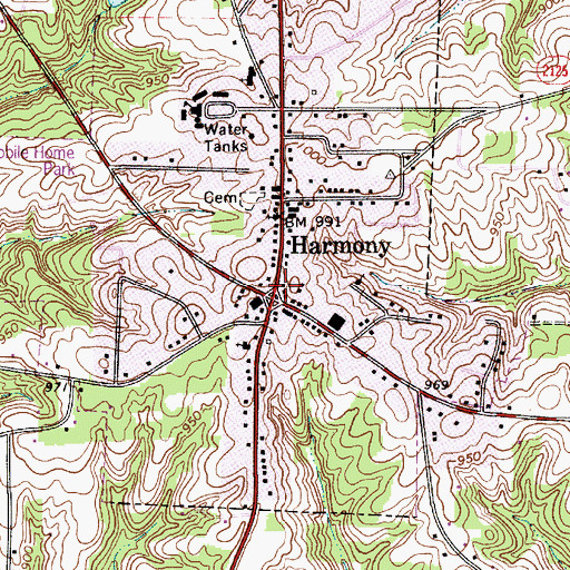 Topographic Map of Harmony, NC