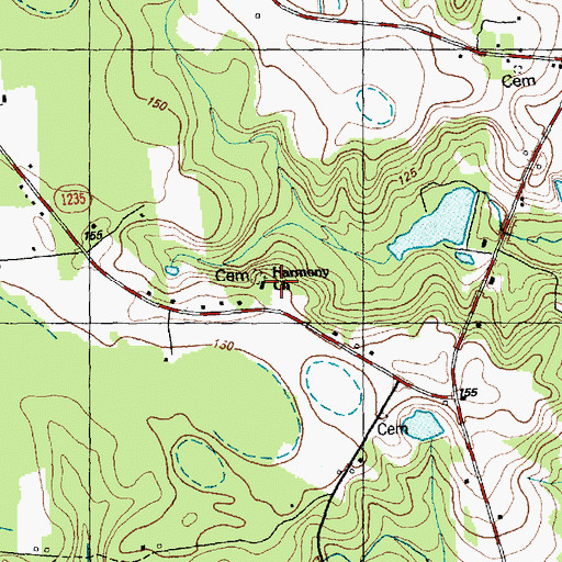 Topographic Map of Harmony Church, NC